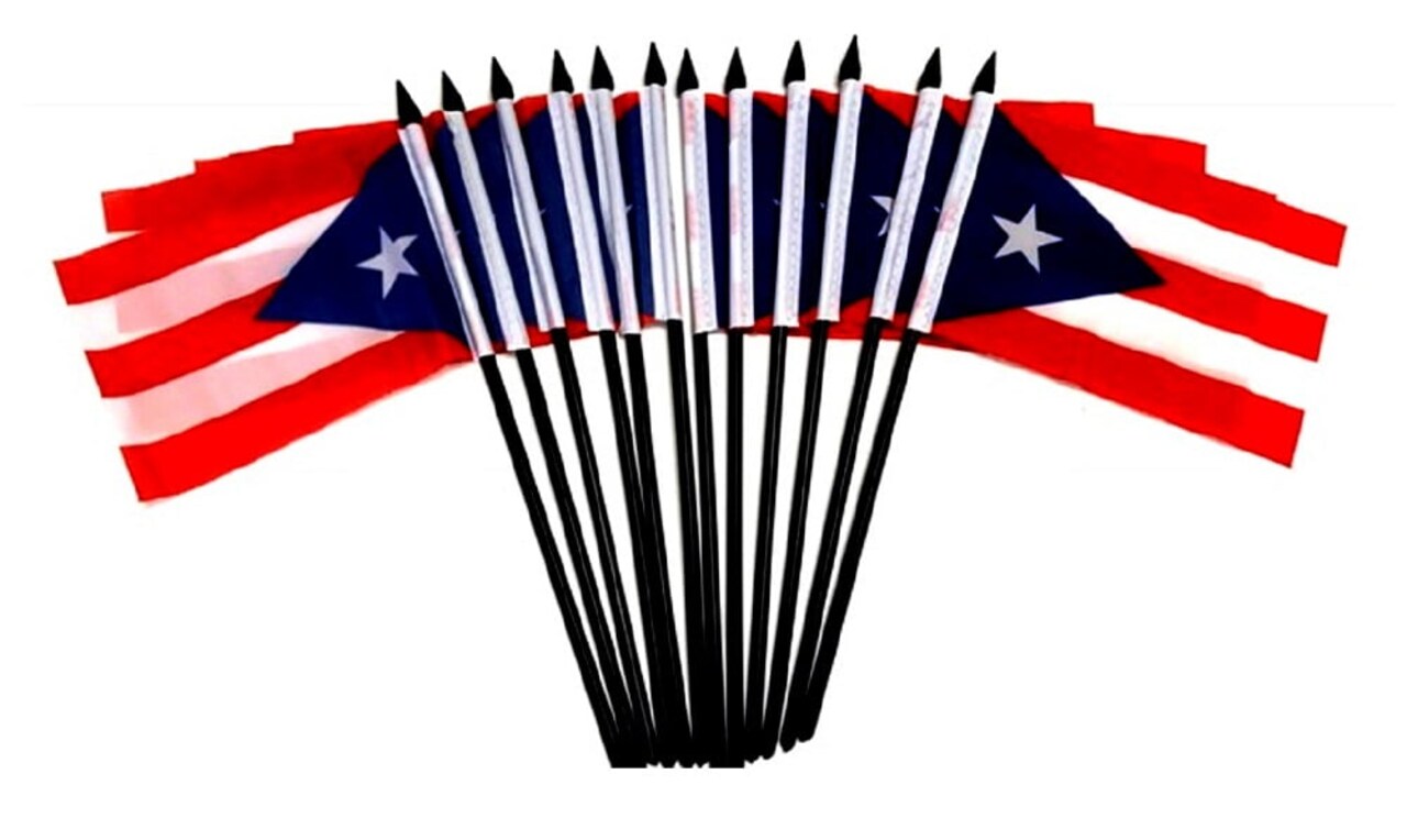 Pack of 12 Puerto Rico Mini Flags – 4"x6" Polyester Desk & Hand Waving Set